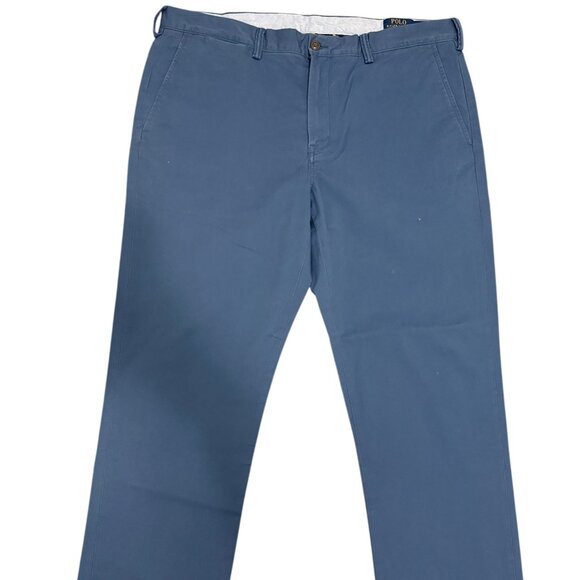 Polo Ralph Lauren Chino Pants Mens 38x30 Stretch Straight Fit Flat Front Blue - Picture 1 of 9